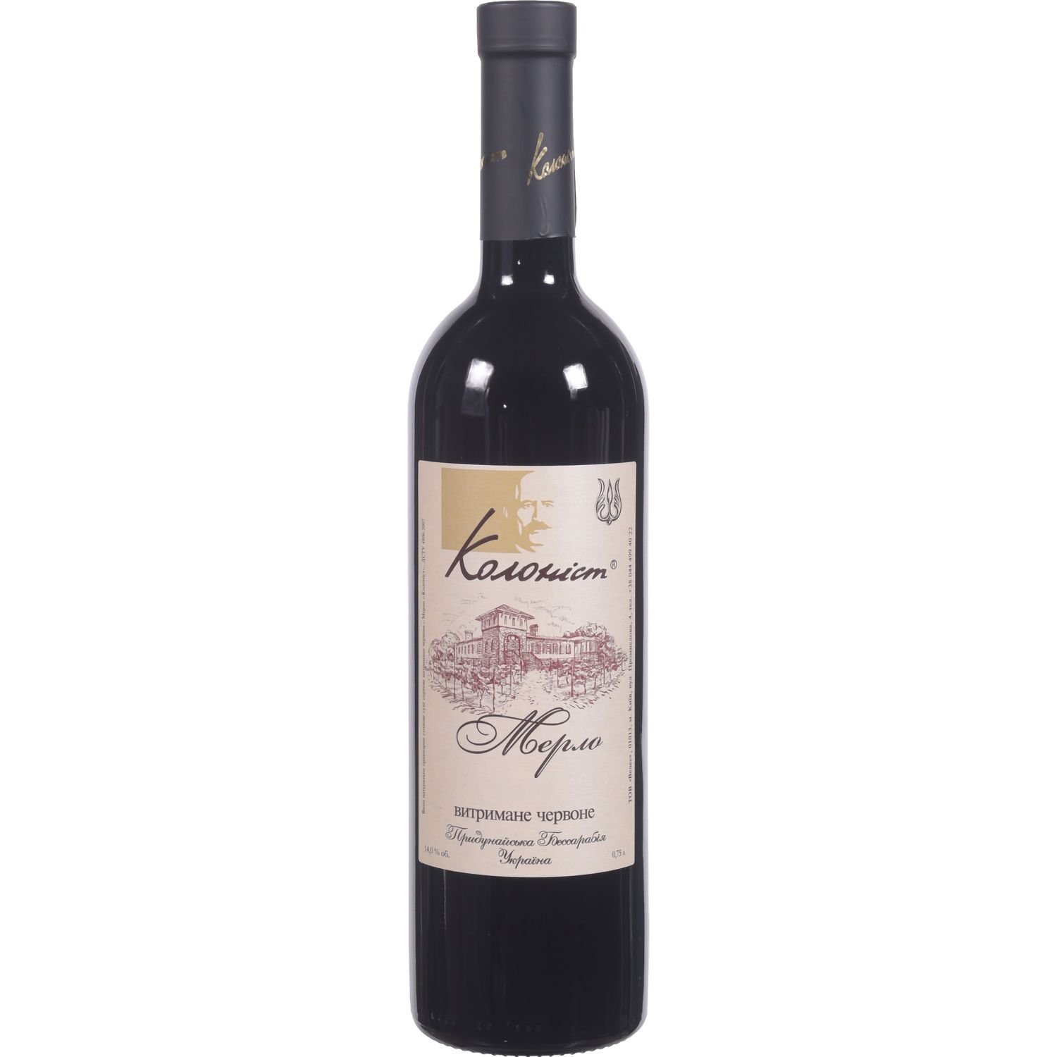 Вино Колоніст Мерло, червоне, сухе, 14%, 0,75 л (7494) - фото 1