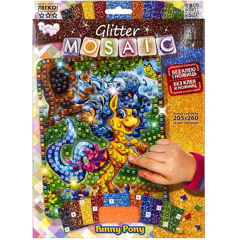 Блискуча мозаїка Danko Toys Glitter Mosaic Funny Pony (БМ-03-07) - фото 1