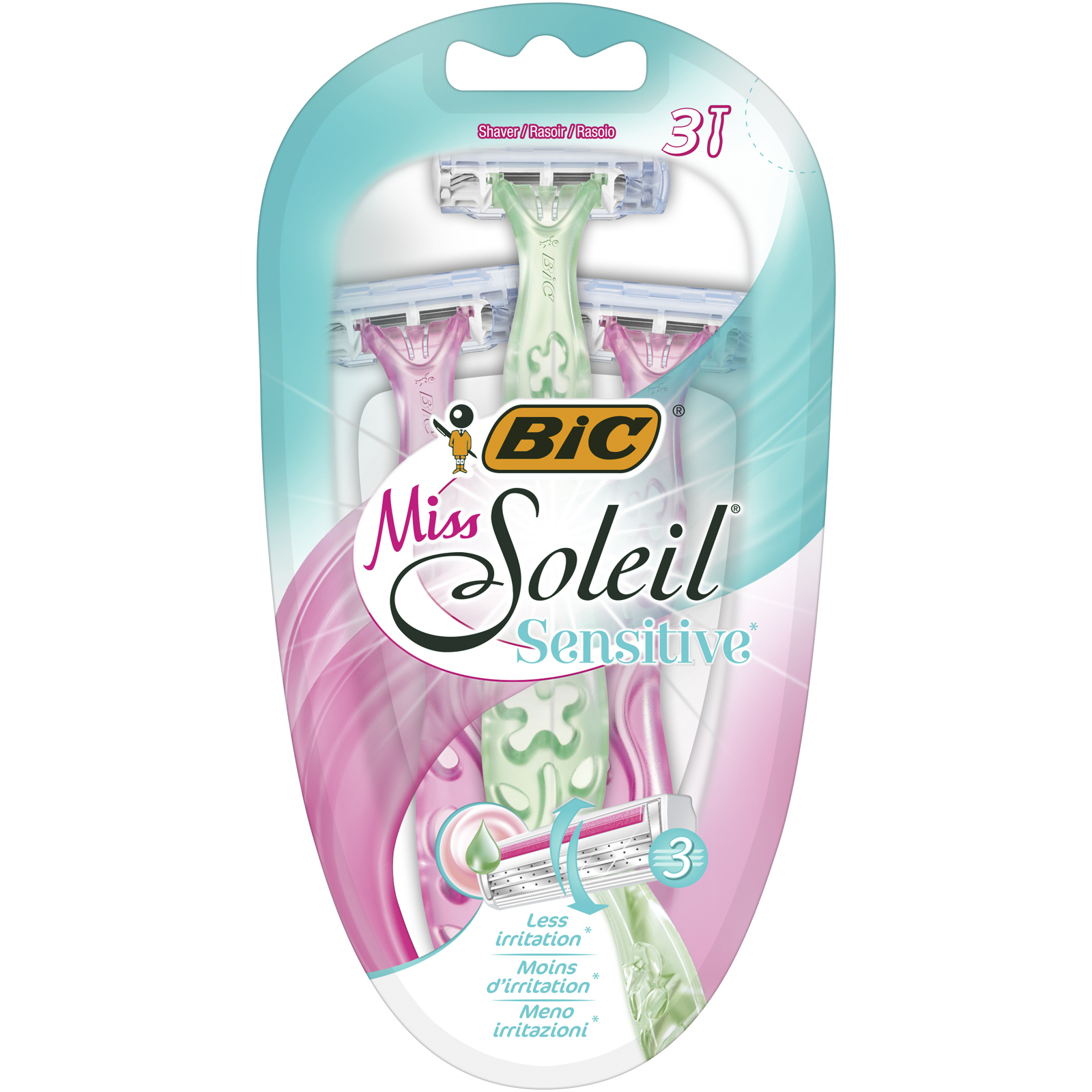 Бритва жіноча BIC Miss Soleil Sensitive, без змінних картриджів, 3 шт. - фото 1