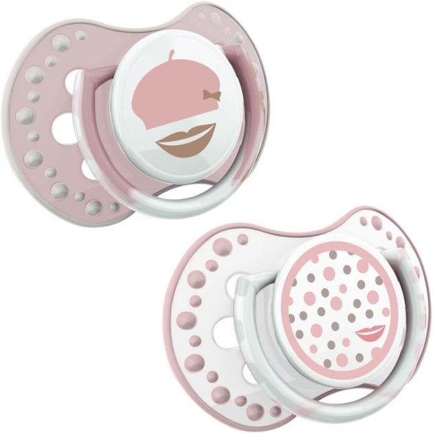 Пустышка силиконовая динамическая Lovi Retro baby, 3-6 мес., 2 шт., розовый (22/804girl) - фото 1
