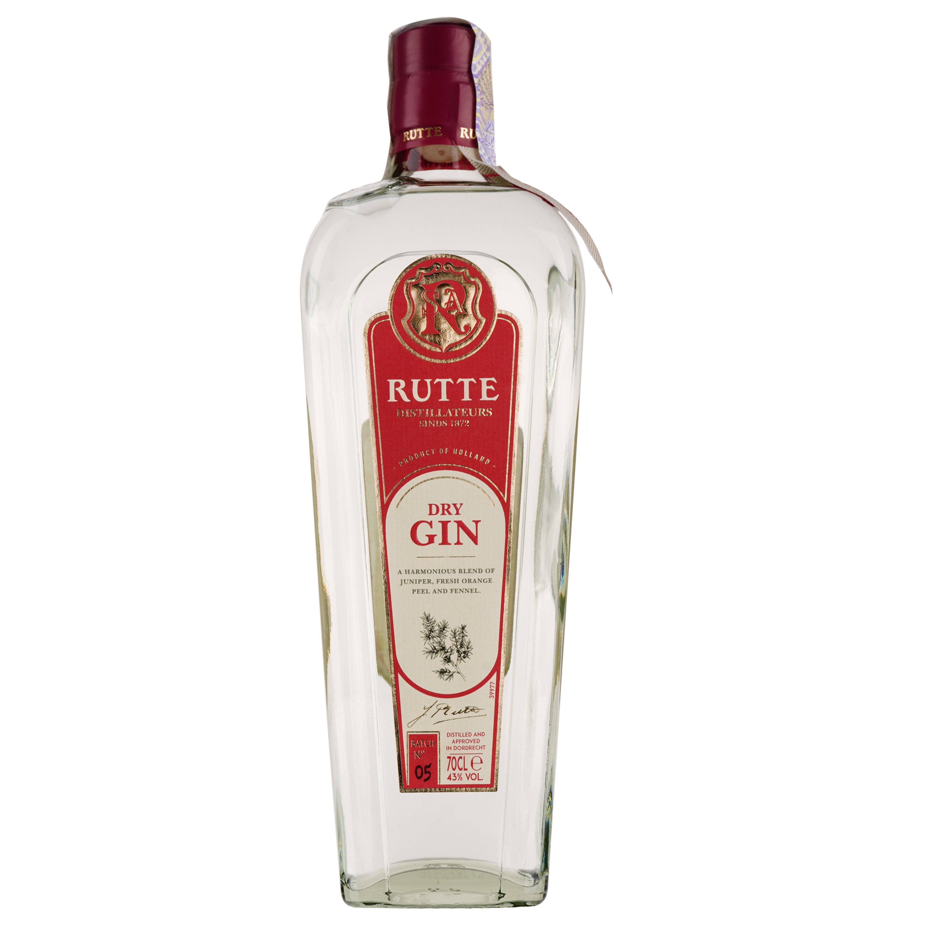 Джин Rutte Dry Gin, 43%, 0,7 л - фото 1
