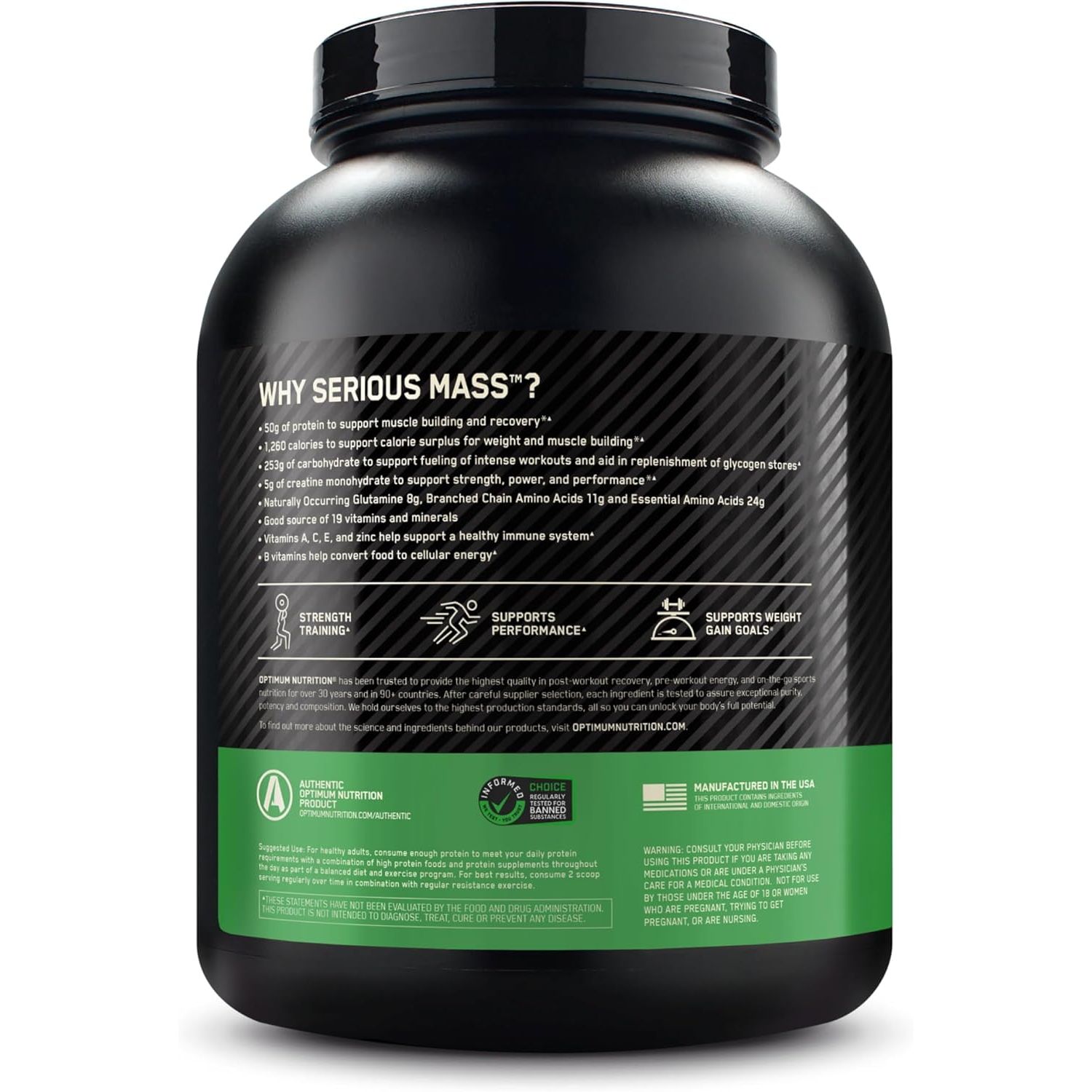 Гейнер Optimum Nutrition Serious Mass Vanilla 2.722 кг - фото 2