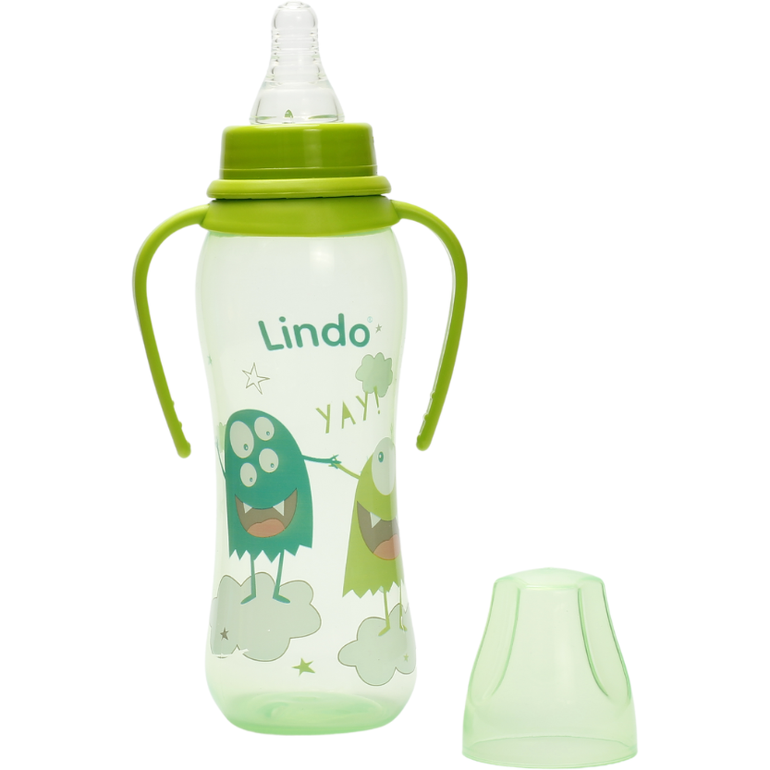 Пляшечка для годування Lindo, вигнута з ручками, 250 мл, зелений (Li 135 зел) - фото 2