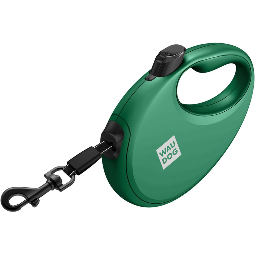 Повідець-рулетка для собак Waudog R-leash з контейнером для пакетів, світловідбивна стрічка, М до 20 кг, 5 м зелений - фото 4