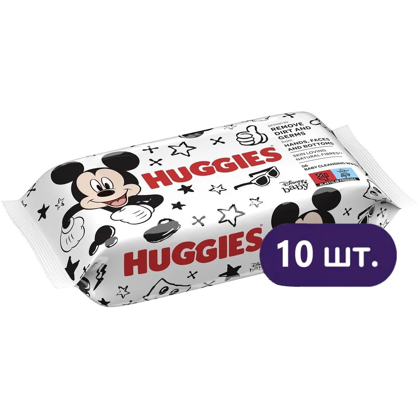 Вологі серветки Huggies BW Mickey Mouse 560 шт. (10 пак. x 56 шт.) - фото 1