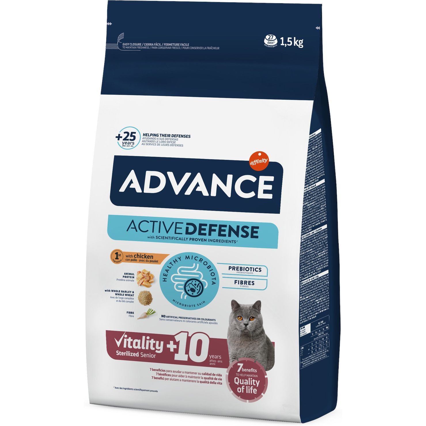 Сухой корм для стерилизованных кошек старше 10 лет Advance Cat Sterilized Senior с курицей 1.5 кг - фото 1