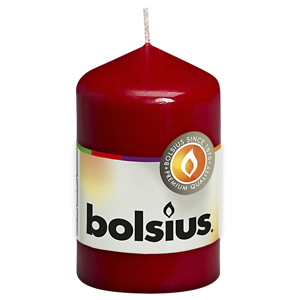 Свеча Bolsius столбик, 8х5 см, бордовый (200144) - фото 1