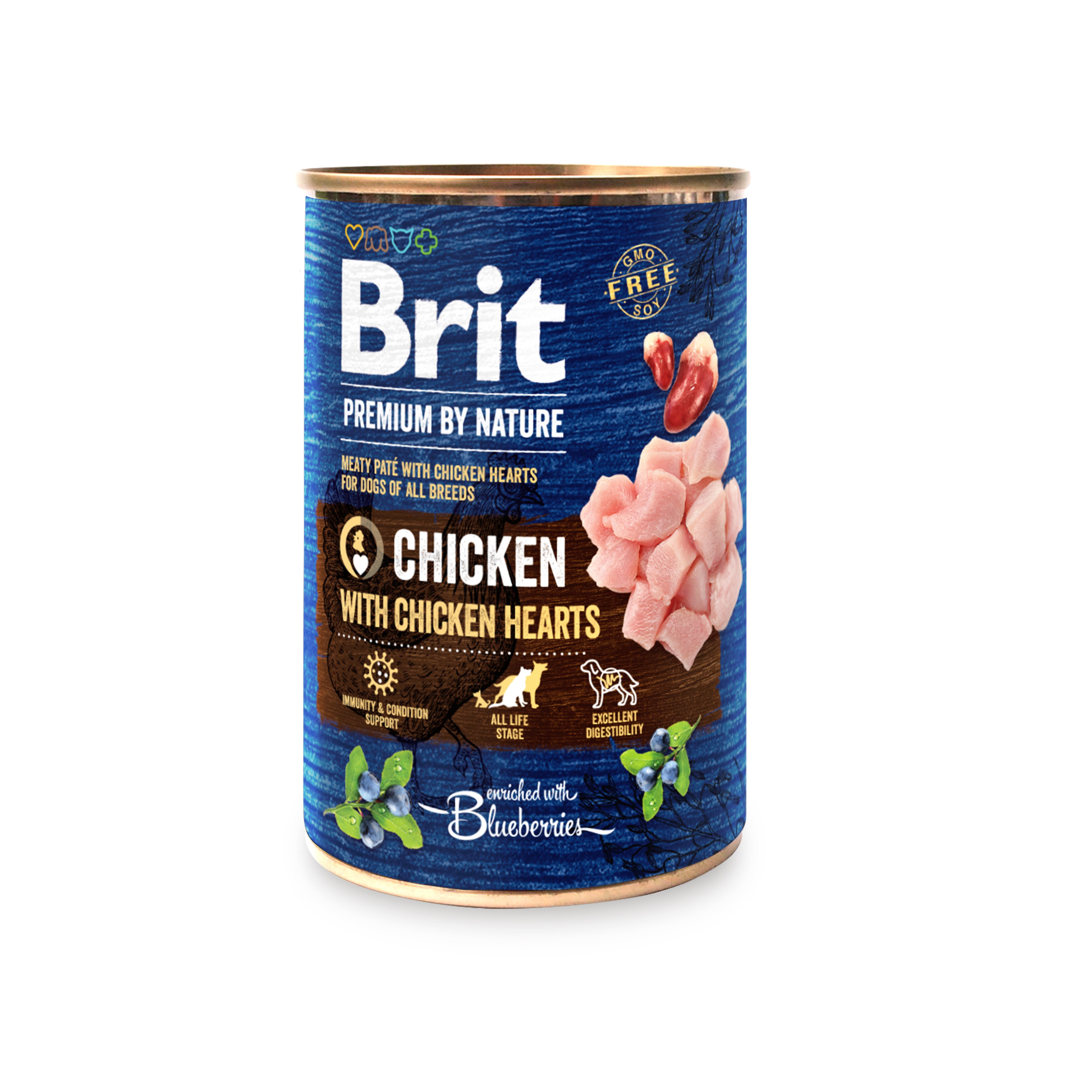 Беззерновой влажный корм для собак Brit Premium, с курицей и куриными сердечками, 400 г - фото 1
