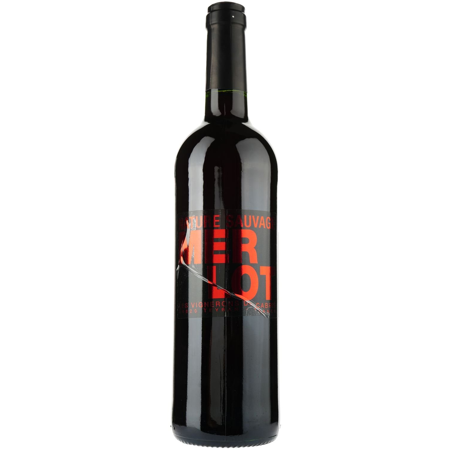 Вино Nature Sauvage Merlot Rouge Vin de France, красное, сухое, 0.75 л - фото 1