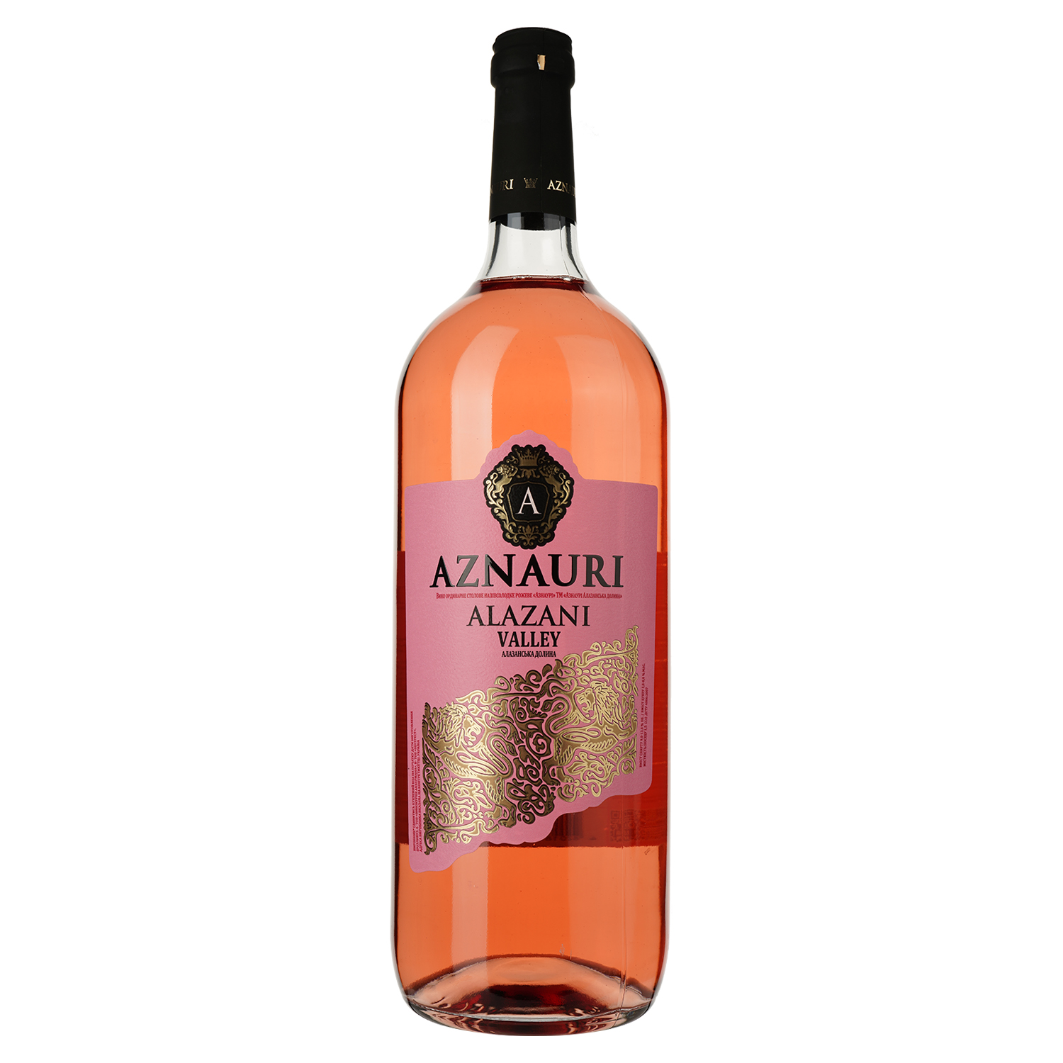 Вино Aznauri Alazani Valley, розовое, полусладкое, 9-13%, 1,5 л - фото 1