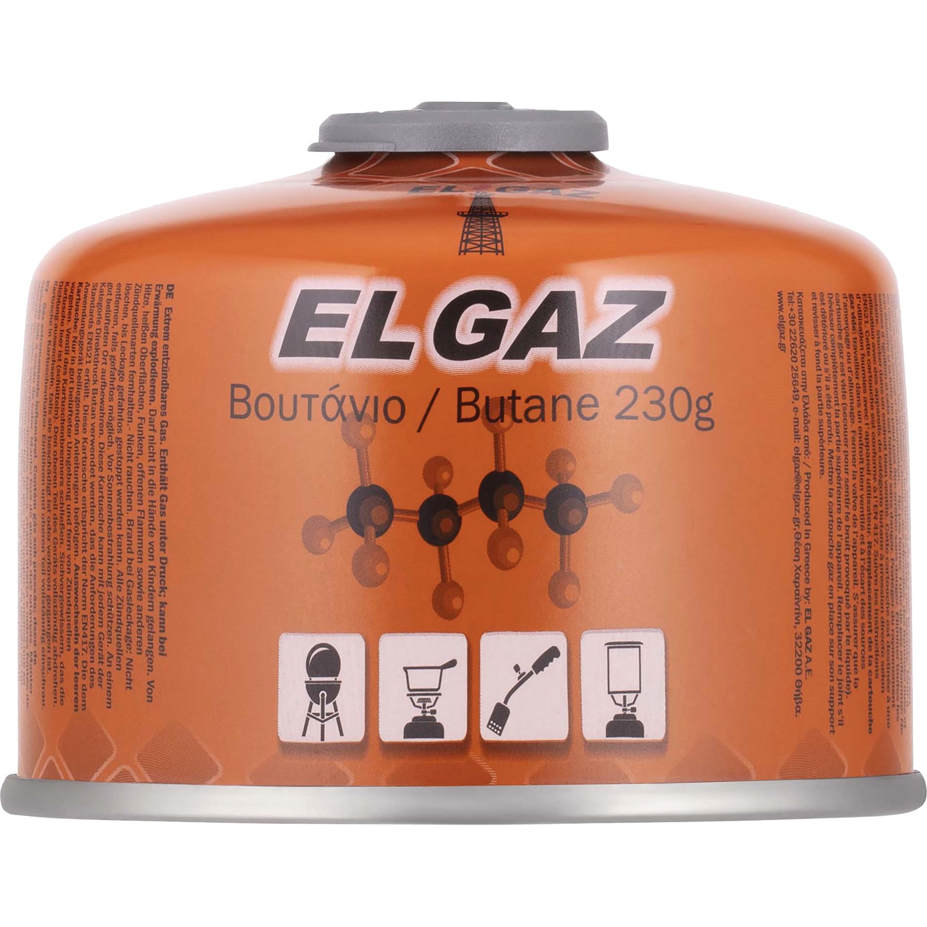 Баллон-картридж газовый El Gaz ELG-300 с двухслойным клапаном бутан 230 г (104ELG-300) - фото 1