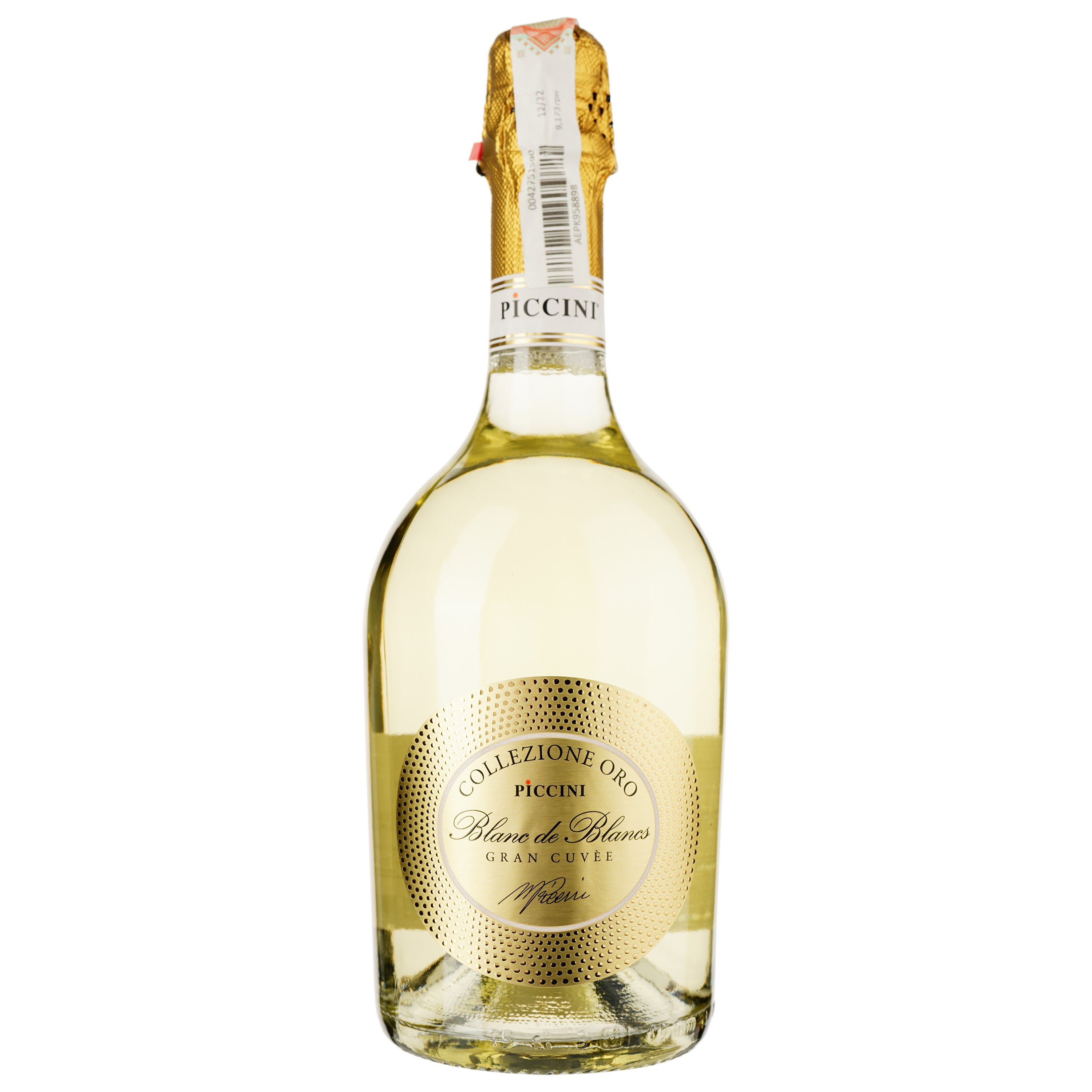 Вино игристое Piccini Collezione Oro Blanc De Blanc, белое, сухое, 0,75 л - фото 1