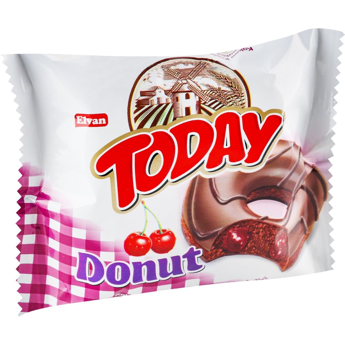 Пончик Elvan Today Donut с вишневым кремом в шоколадной глазури 50 г (756619) - фото 2