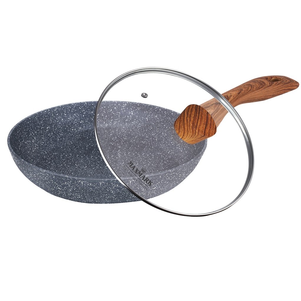 Сковорода Maxmark Marbel с крышкой. 26 см, серый (MK-FP4526M) - фото 1