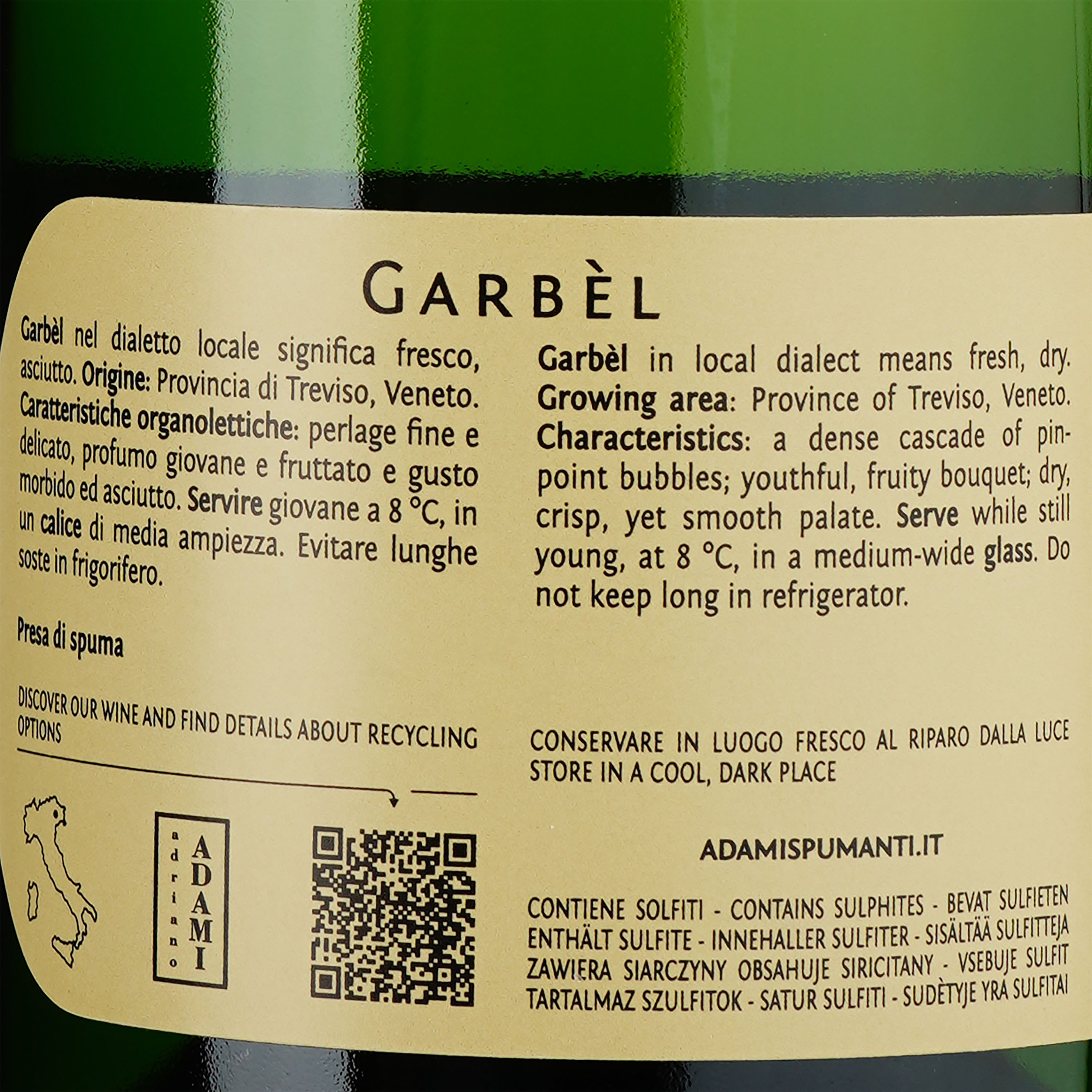 Вино игристое Adriano Adami Garbel, белое, брют, 0,375 л - фото 3