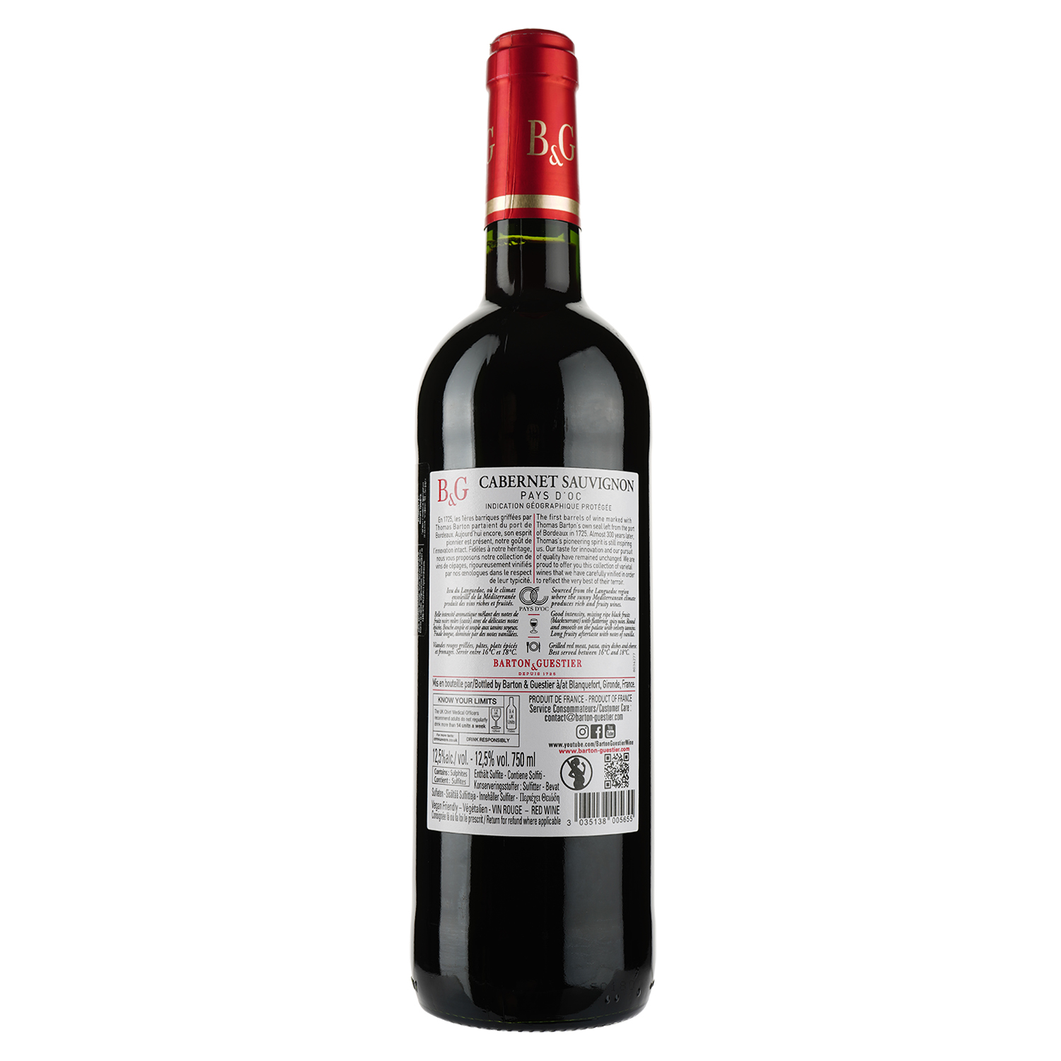 Вино Barton&Guestier Cabernet Sauvignon Reserve, красное, сухое, 13,5%, 0,75 л - фото 2