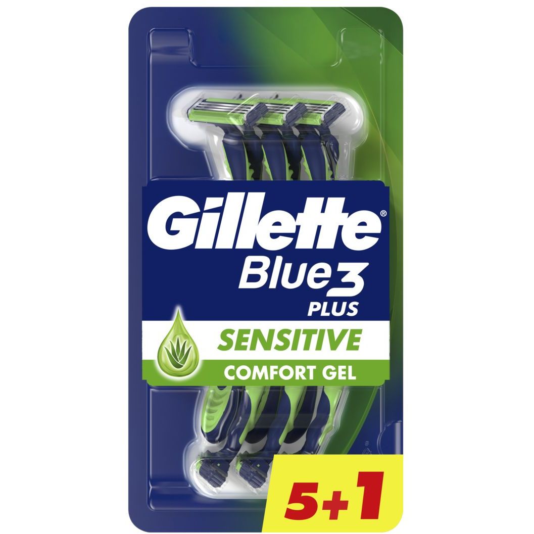 Одноразові станки для гоління Gillette Blue 3 Sensitive, 6 шт. - фото 1