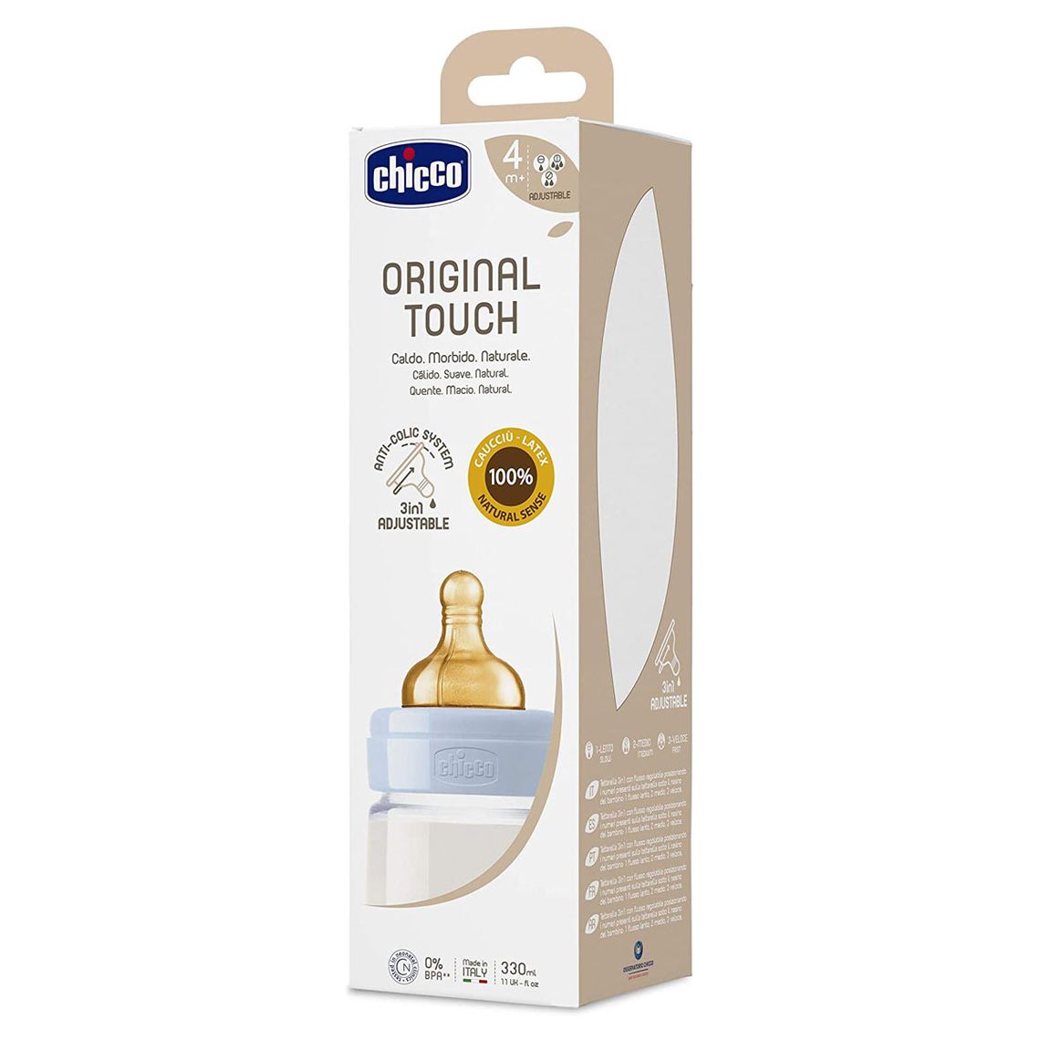 Пляшечка для годування Chicco Original Touch, з латексною соскою, 330мл, блакитний (27634.20) - фото 4