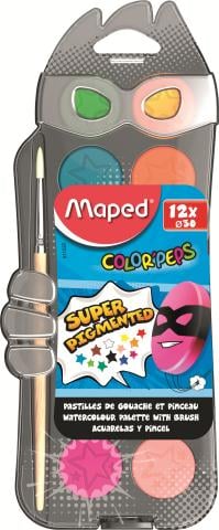 Акварельні фарби Maped Color Peps, з пензликом, 12 кольорів (MP.811520) - фото 1