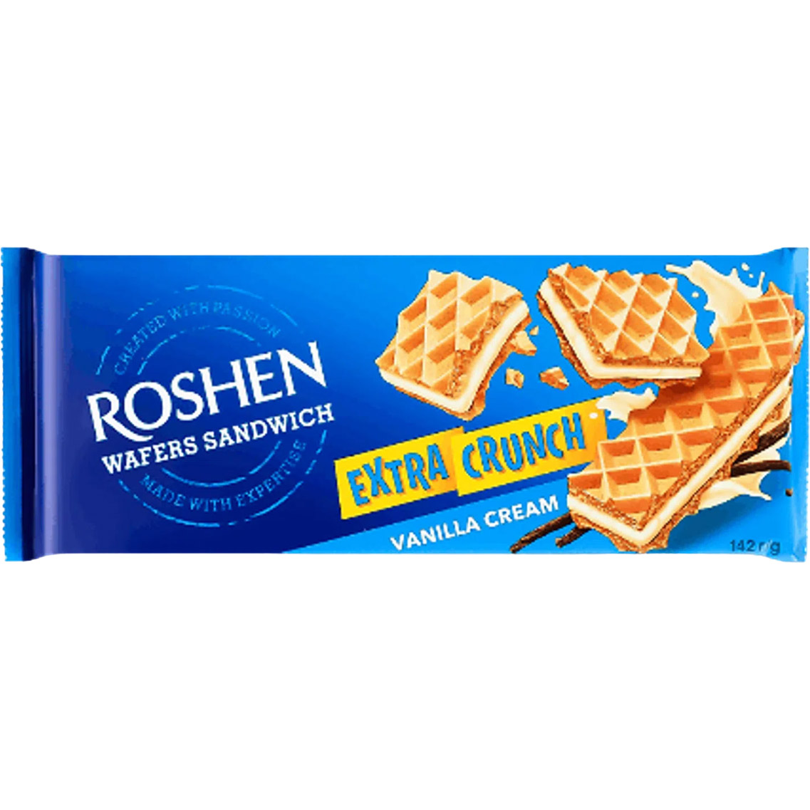 Вафлі Roshen Wafers Sandwich Extra Crunch Vanilla Cream 142 г (942214) - фото 1