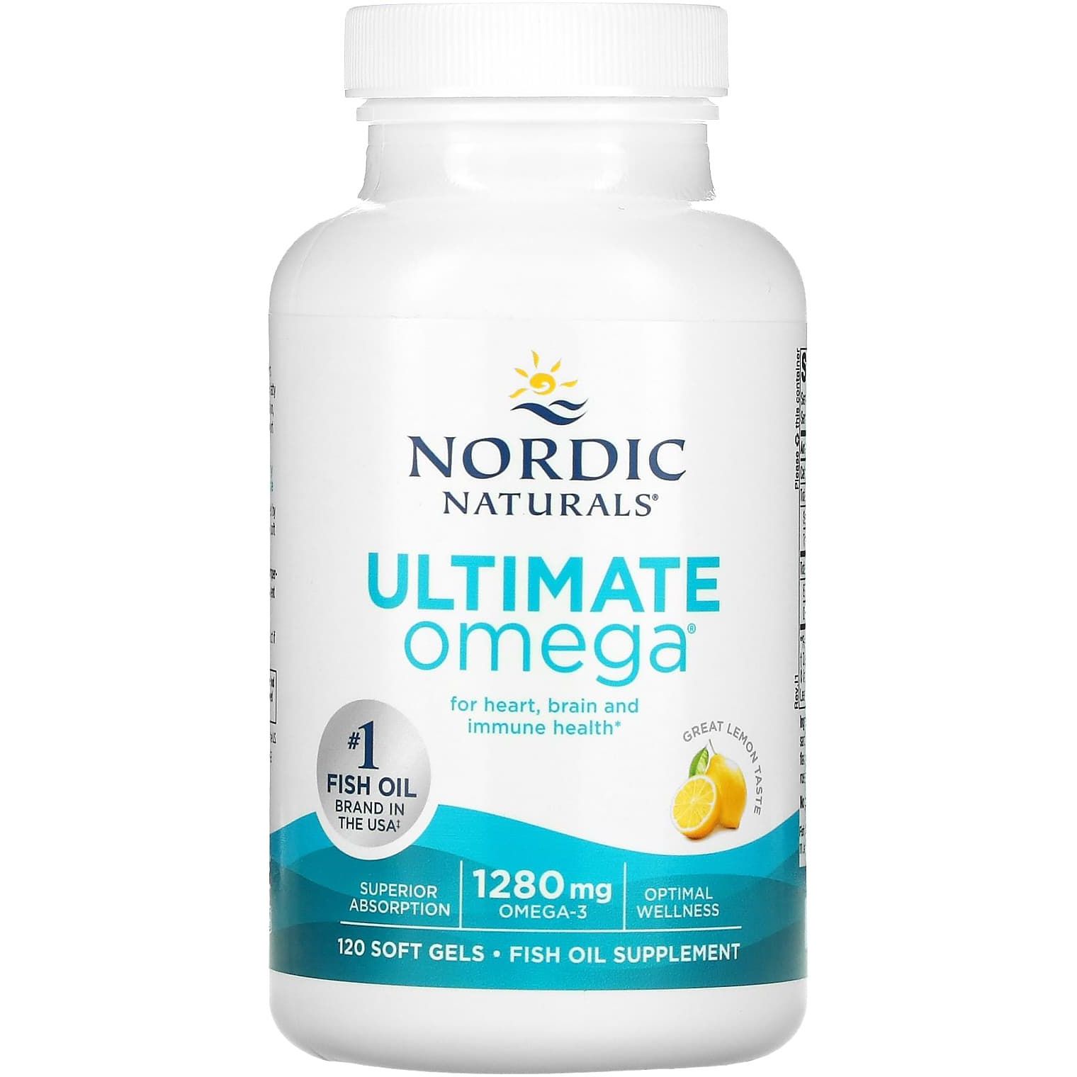 Рыбий жир Nordic Naturals Ultimate Omega со вкусом лимона 1280 мг 120 капсул - фото 1