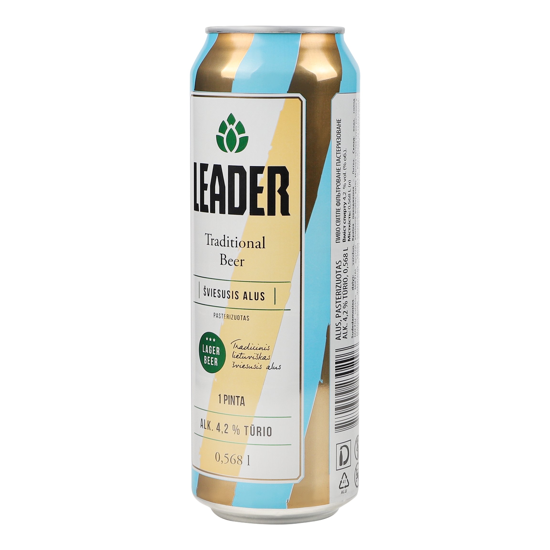 Пиво Leader, світле, 4,2%, з/б, 0,5 л (788329) - фото 2