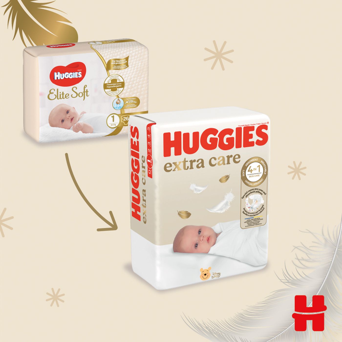 Підгузки Huggies Extra Care 1 (2-5 кг), 22 шт. - фото 2