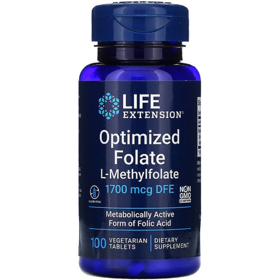 Оптимизированный фолат Life Extension Optimized Folate 1000 мкг 100 таблеток - фото 1