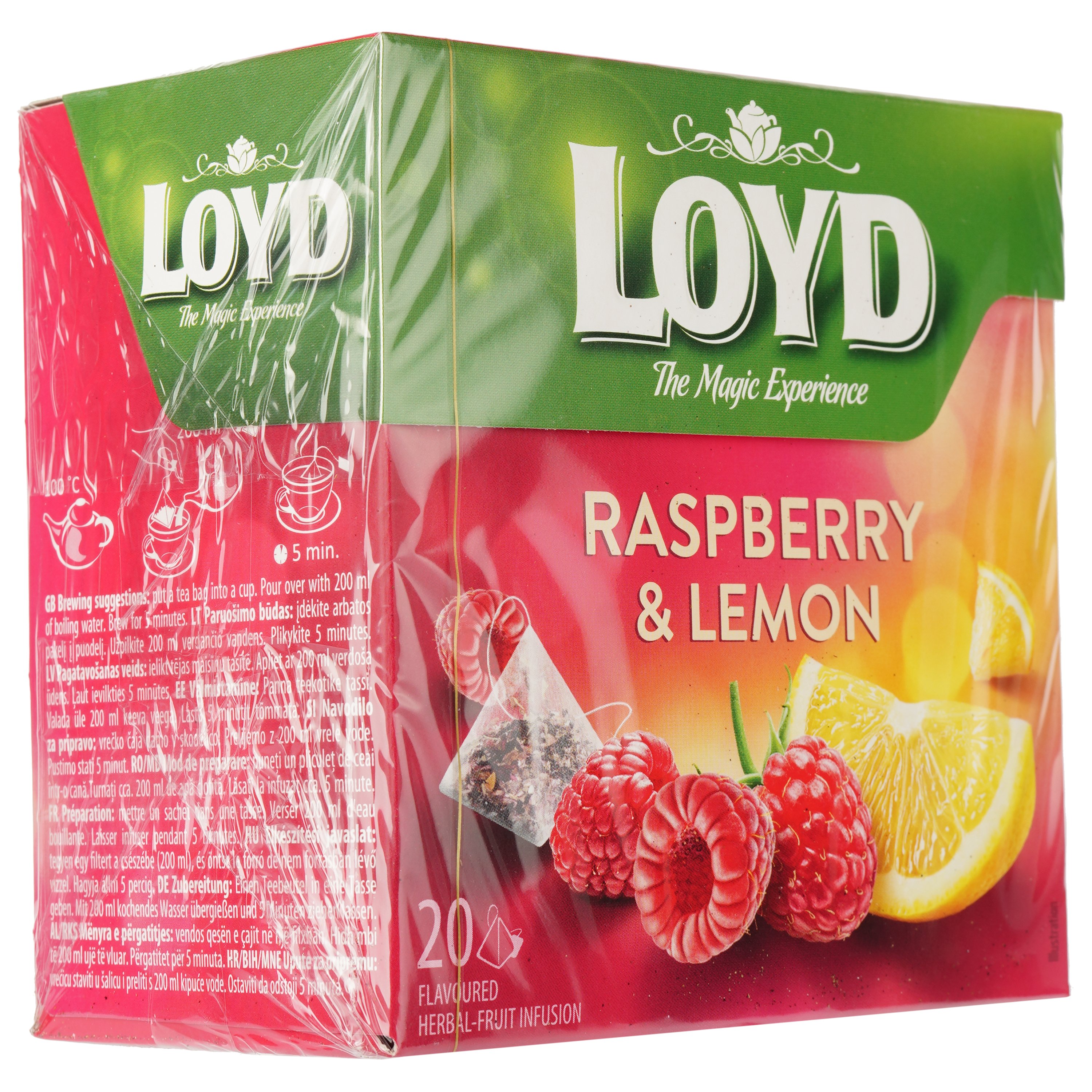 Чай фруктовий Loyd Raspberry&Lemon, малина та лимон, в пірамідках, 40 г - фото 3