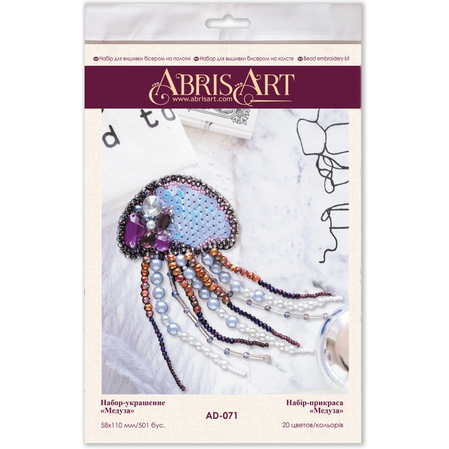 Набор для вышивки бисером Abris Art медуза AD-071 на натуральном полотне. - фото 1