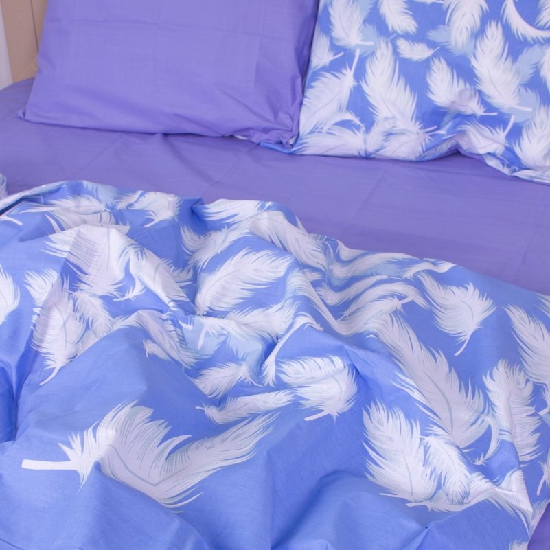 Комплект постільної білизни MirSon 17-0590 Feathers, бязь, дитячий, блакитний - фото 2