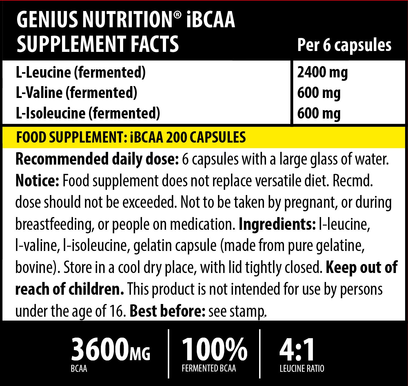 Аминокислота Genius Nutrition iBCAA 200 капсул - фото 2