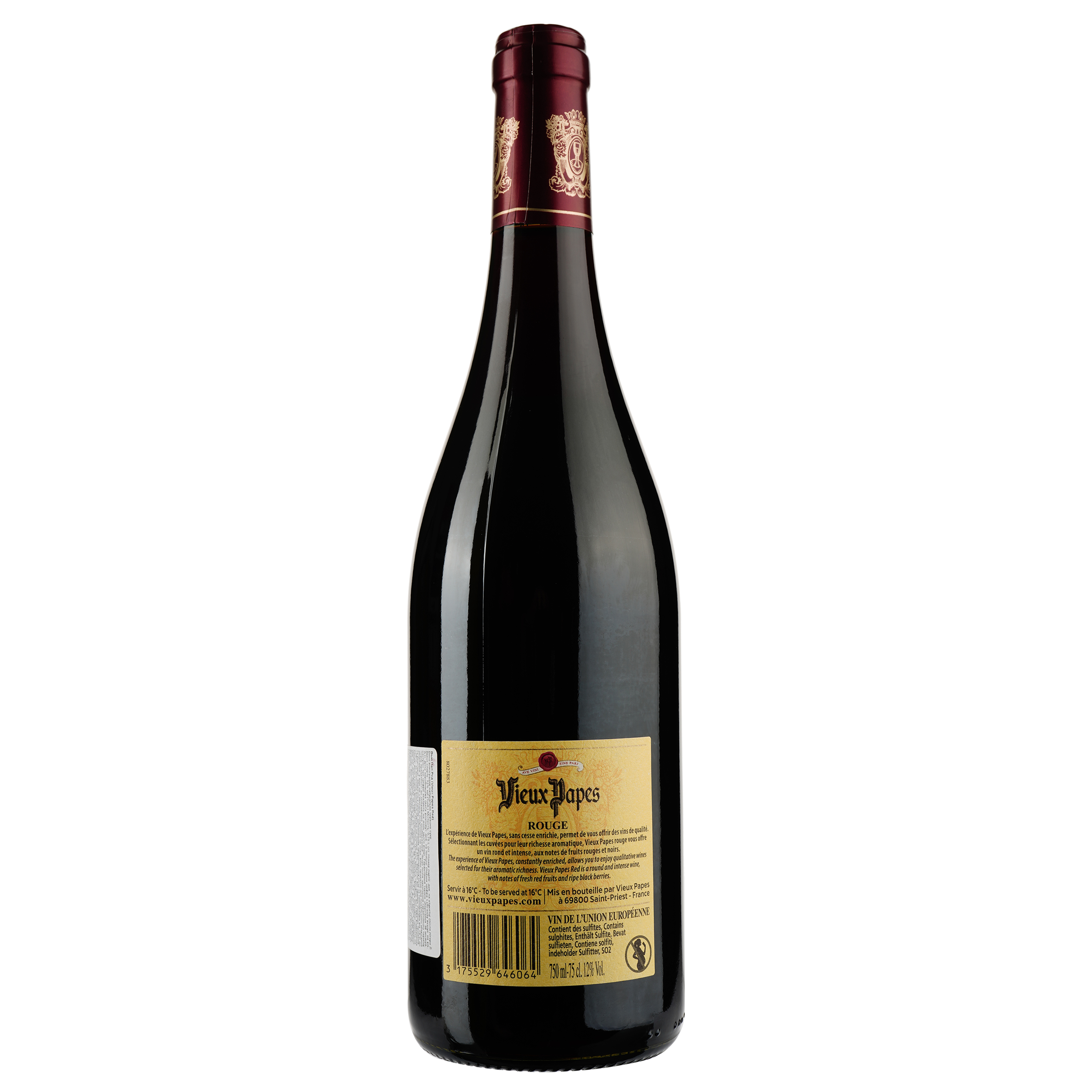 Вино Vieux Papes Rouge, красное, сухое, 0,75 л - фото 2