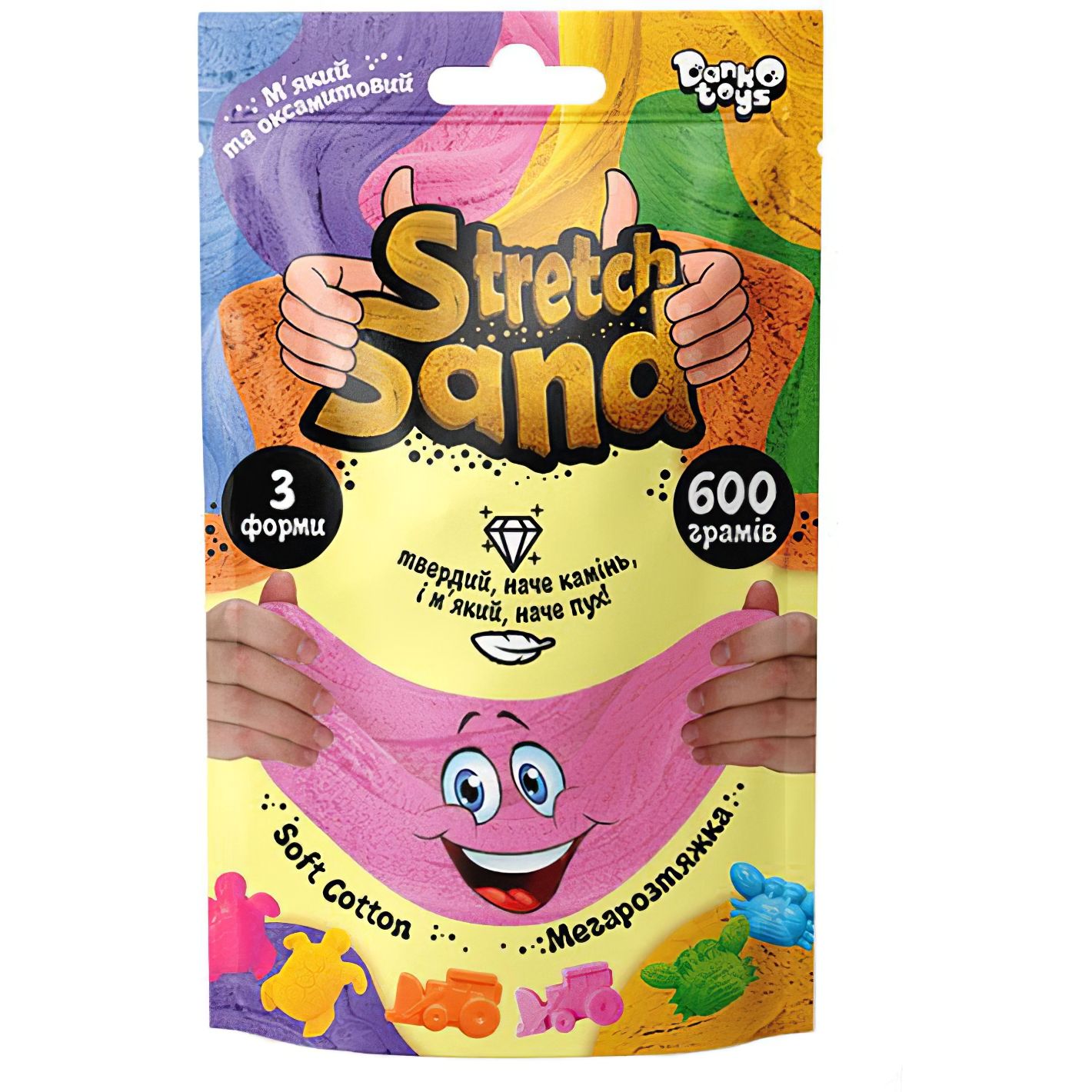 Набор креативного творчества Danko Toys Stretch Sand STS-04-01U пакет 600 гр Розовый - фото 1