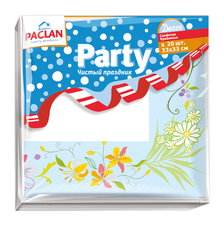 Трехслойные бумажные салфетки Paclan Party, 20 шт. - фото 1