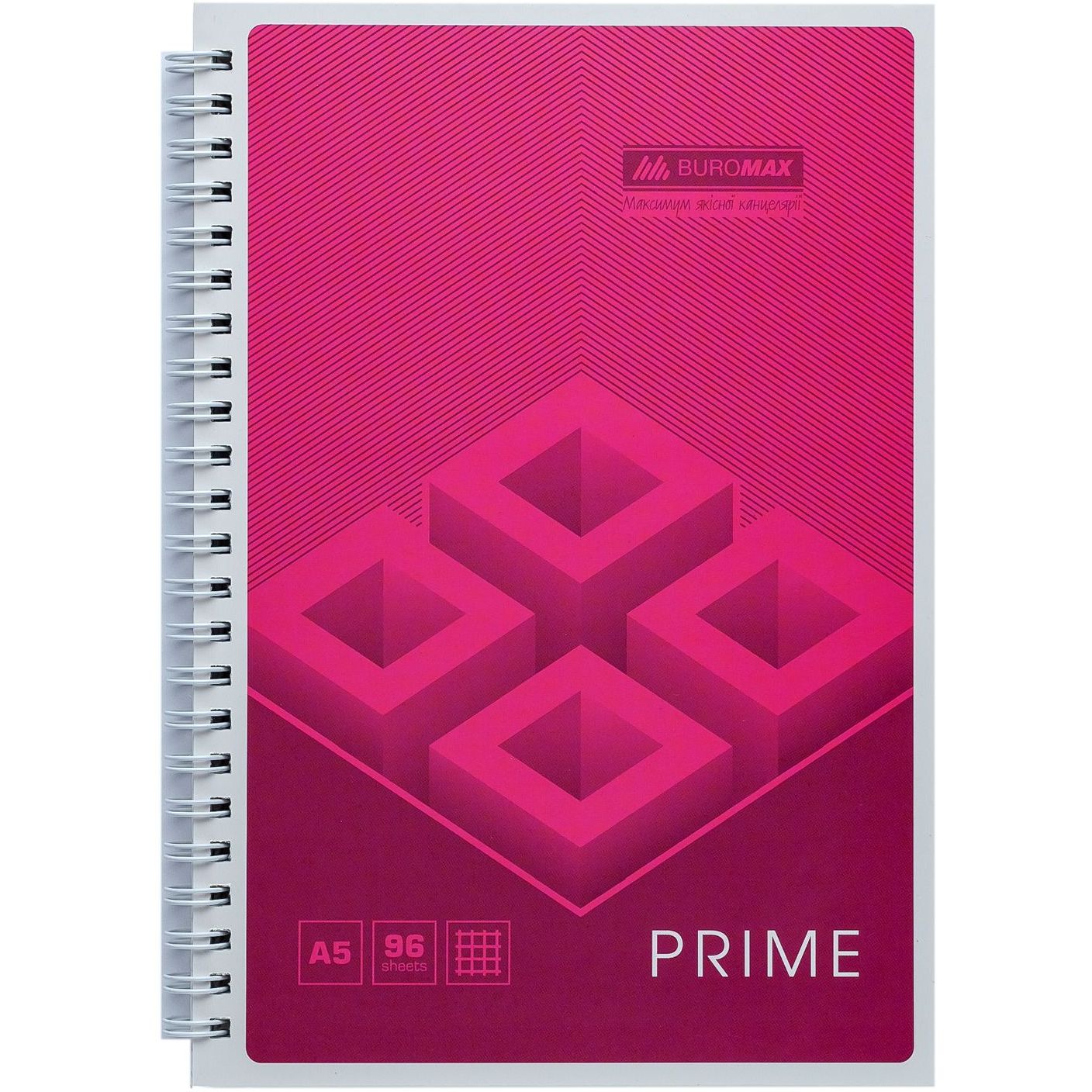 Зошит Buromax Prime на пружині А5, 96 аркушів рожевий (BM.24551101-10) - фото 1
