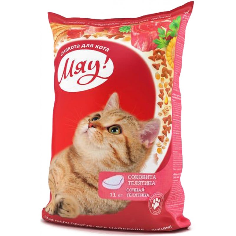 Сухой корм для кошек Мяу Сочная телятина 11 кг (B1241002) - фото 1