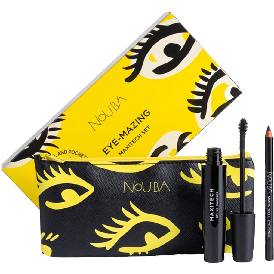 Подарочный набор Nouba Maxitech: Тушь для ресниц Экстрадлина, 18 мл + Карандаш для контура глаз Matita Occhi Eye Pencil, 1,1 г + Косметичка - фото 1