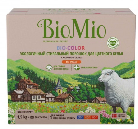 Пральний порошок для кольорової білизни BioMio Bio-Color, концентрат, 1,5 кг - фото 1