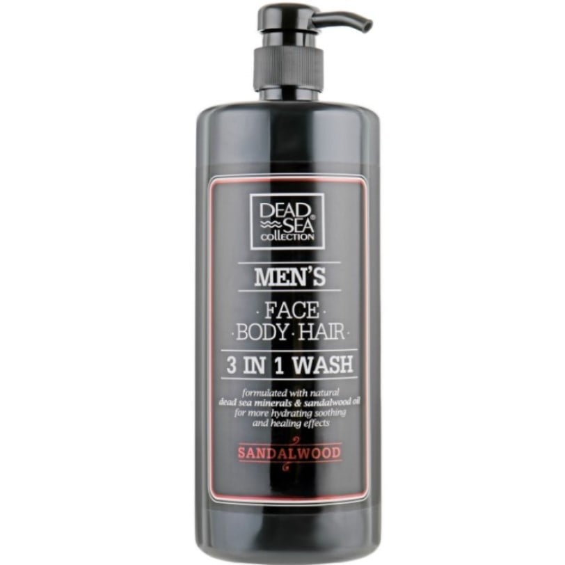 Гель для душа, волос и лица для мужчин Dead Sea Collection Men’s Sandalwood Face Hair&Body Wash 3 in 1, 500 мл - фото 1