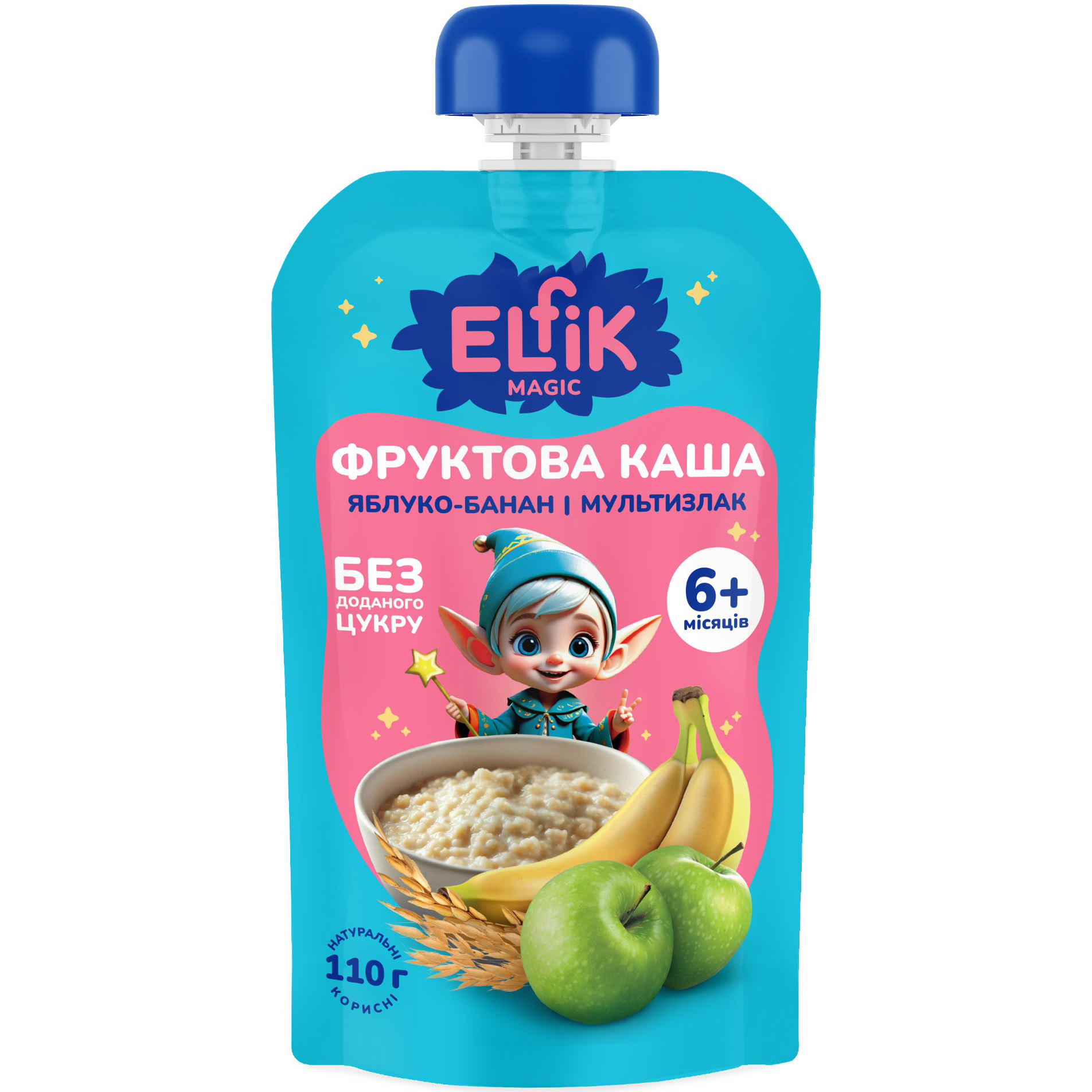 Фруктова каша Elfik Magic з яблук, мультизлакової каші та бананів 110 г - фото 1