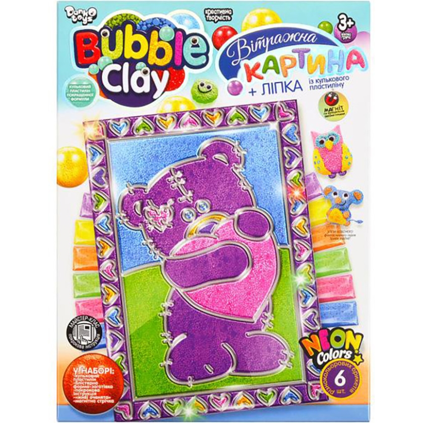 Набор креативного творчества Danko Toys Bubble Clay BBC-02-01U…-06U витражная картина Мишка - фото 1