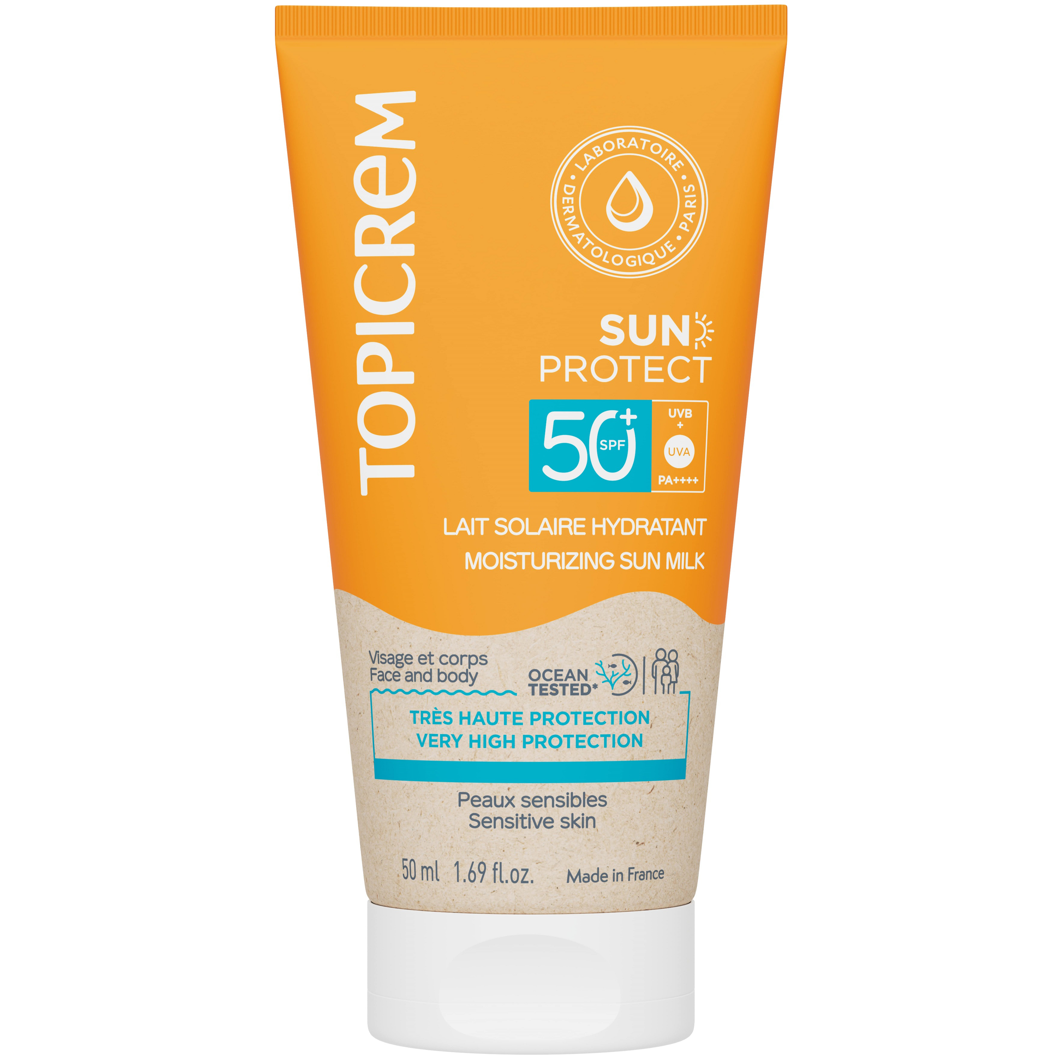 Сонцезахисне зволожувальне молочко для тіла та обличчя Topicrem Sun Protect SPF50+ 50 мл - фото 1