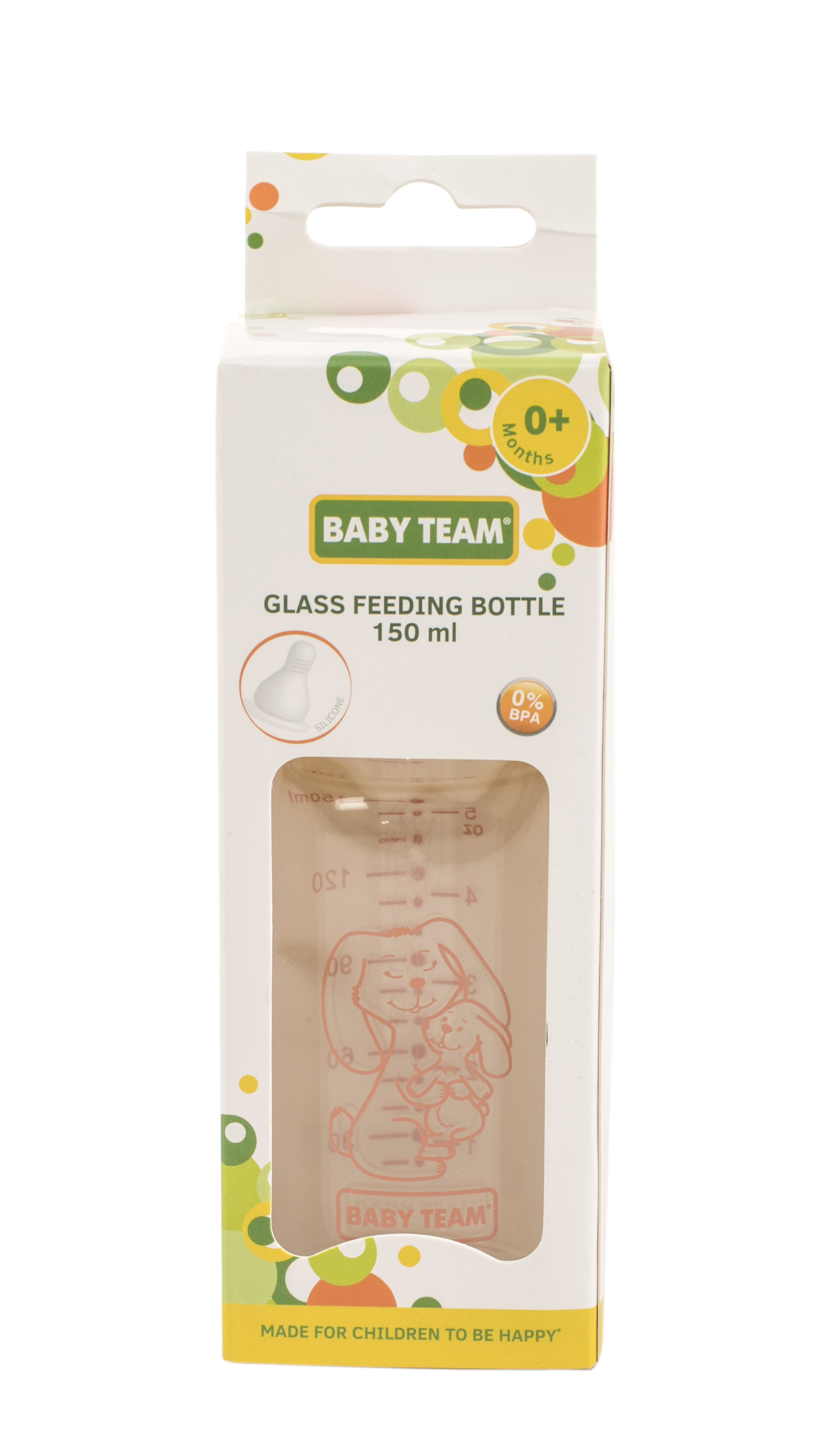 Пляшка для годування Baby Team, скляна, 150 мл, жовтий (1210_зайчик) - фото 3