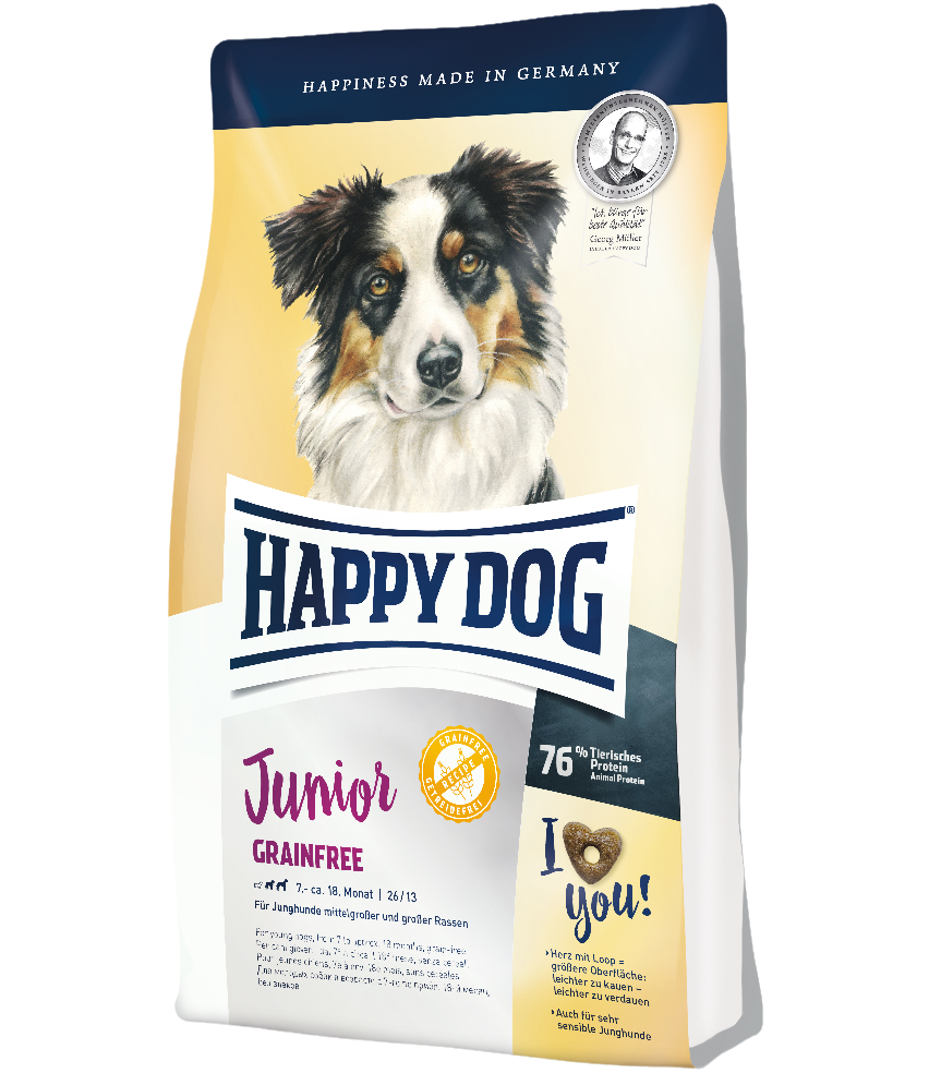 Сухий беззерновий корм для собак середніх та великих порід Happy Dog Junior Grainfree, з м'ясом птиці та ягняти, 1 кг (60404) - фото 1