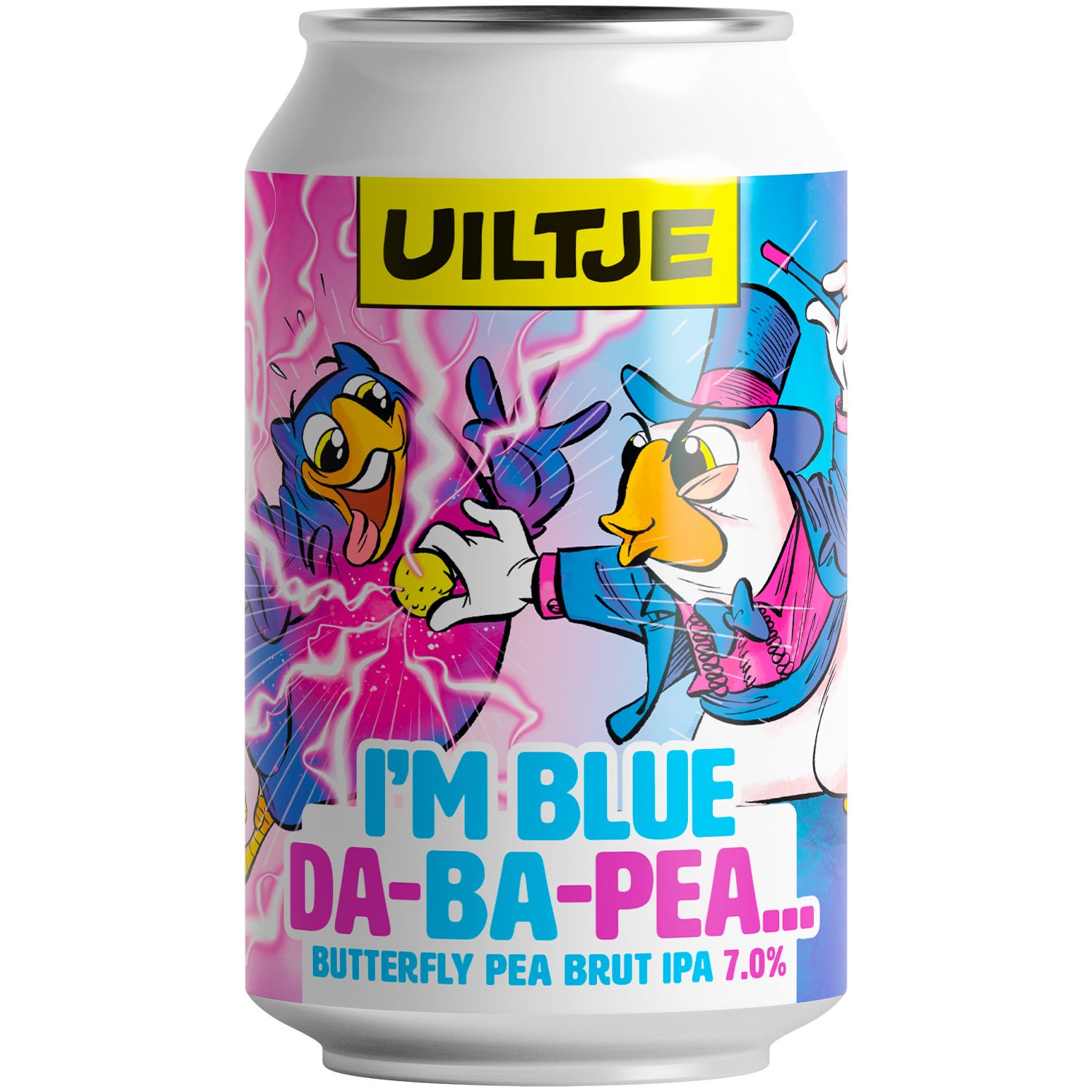 Пиво Uiltje I'm Blue Da-Ba-Pea Butterfly Pea Brut IPA, 7%, світле, з/б, 0,33 л - фото 1