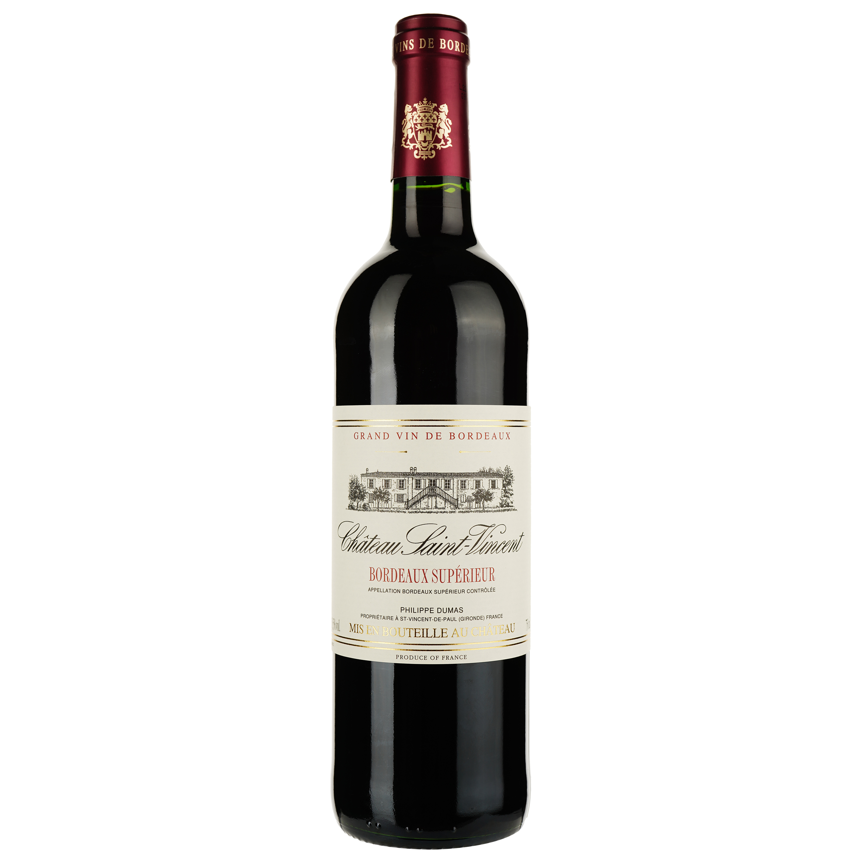 ChevalierSaint-VincentBordeaux Supérieur Вино Chateau Saint-Vincent Bordeaux Superieur, красное, сухое, 0