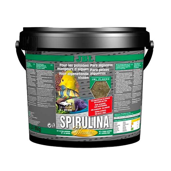 Премиум корм для растительноядных пресноводных и морских рыб JBL Spirulina, 5,5 л - фото 1