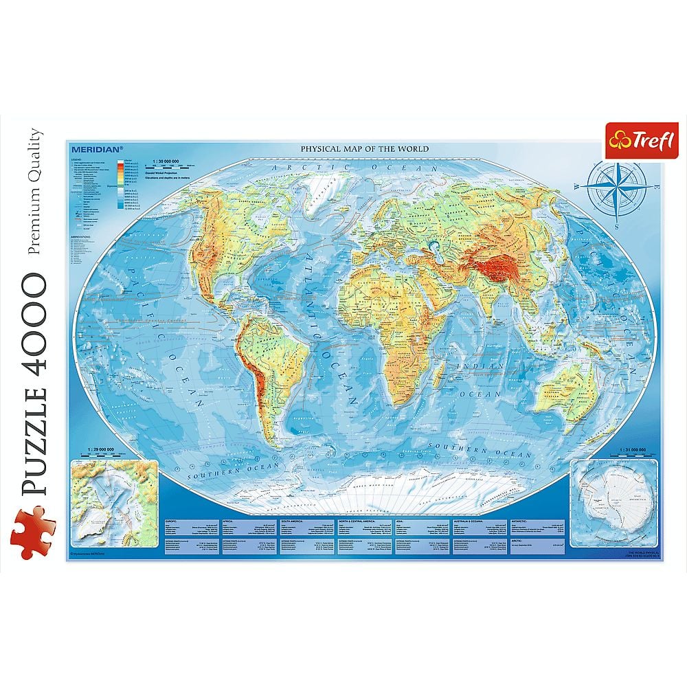 Пазлы Trefl Физическая карта мира 4000 элементов - фото 2