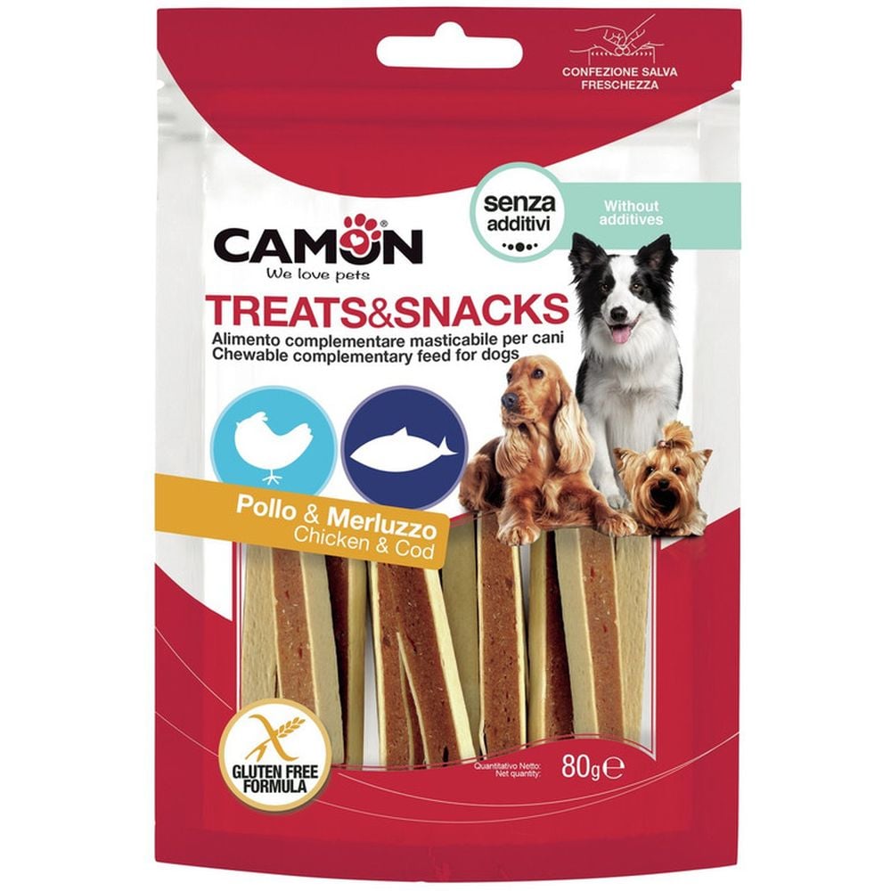 Ласощі для собак Camon Treats & Snacks Сендвіч з куркою та тріскою, 80 г - фото 1